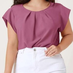 Purple Pleated Solid Top
